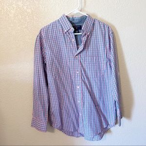 Saddlebred Blue Pink Plaid Button Down Shirt
